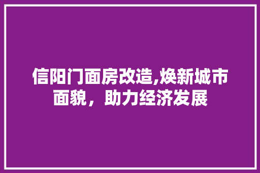 信阳门面房改造,焕新城市面貌，助力经济发展