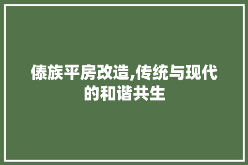 傣族平房改造,传统与现代的和谐共生