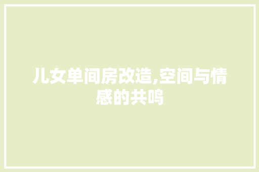 儿女单间房改造,空间与情感的共鸣