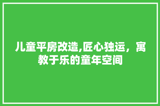 儿童平房改造,匠心独运，寓教于乐的童年空间