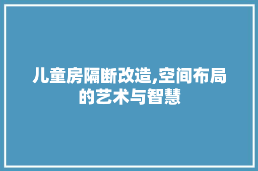 儿童房隔断改造,空间布局的艺术与智慧