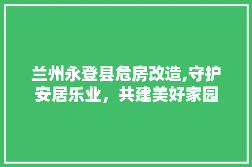 兰州永登县危房改造,守护安居乐业，共建美好家园