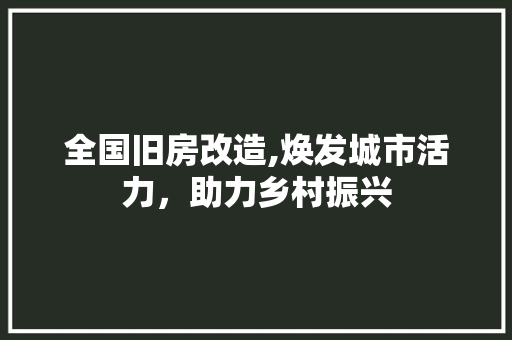全国旧房改造,焕发城市活力，助力乡村振兴