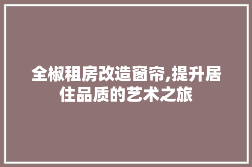 全椒租房改造窗帘,提升居住品质的艺术之旅