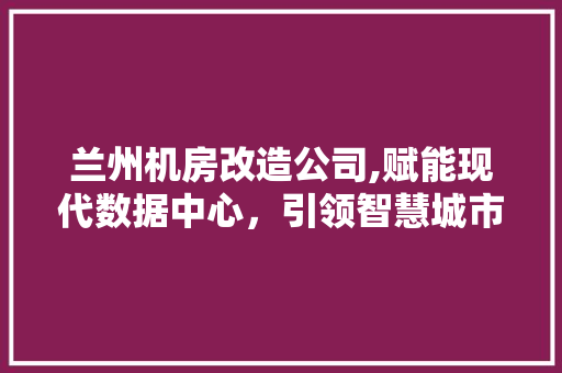 兰州机房改造公司,赋能现代数据中心，引领智慧城市新篇章