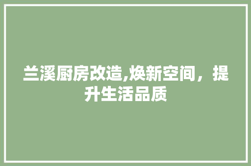 兰溪厨房改造,焕新空间，提升生活品质