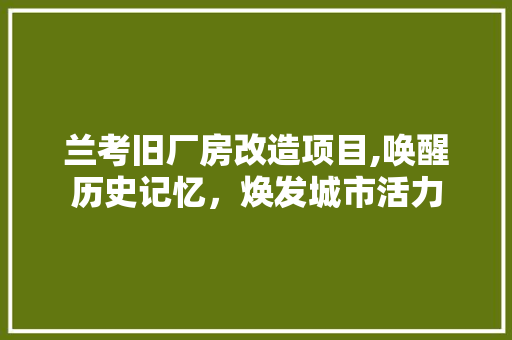 兰考旧厂房改造项目,唤醒历史记忆，焕发城市活力