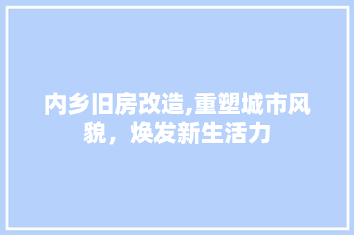 内乡旧房改造,重塑城市风貌，焕发新生活力