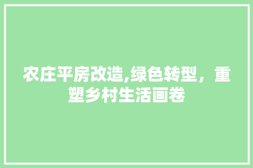 农庄平房改造,绿色转型，重塑乡村生活画卷