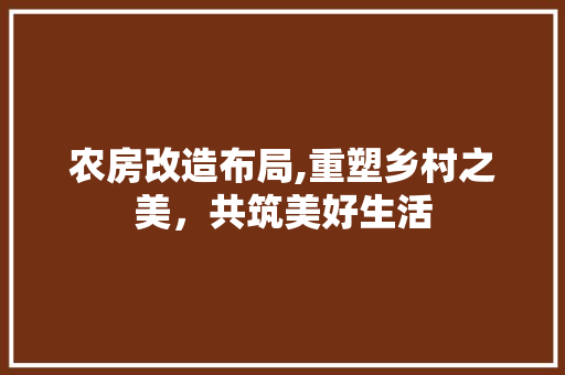 农房改造布局,重塑乡村之美，共筑美好生活