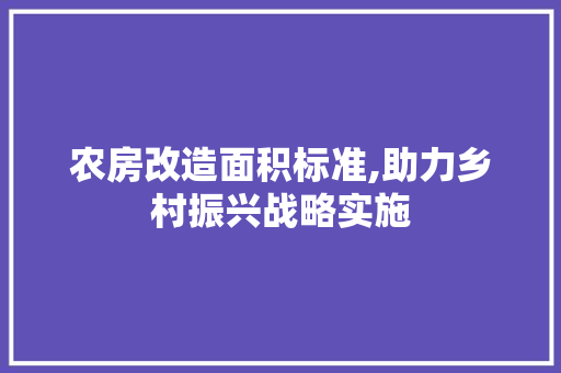 农房改造面积标准,助力乡村振兴战略实施