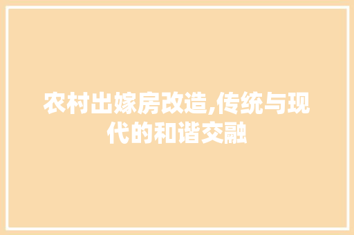 农村出嫁房改造,传统与现代的和谐交融