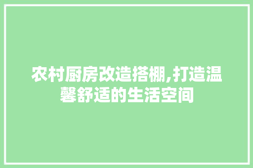 农村厨房改造搭棚,打造温馨舒适的生活空间