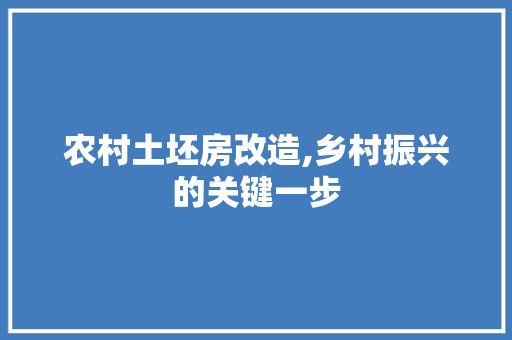 农村土坯房改造,乡村振兴的关键一步