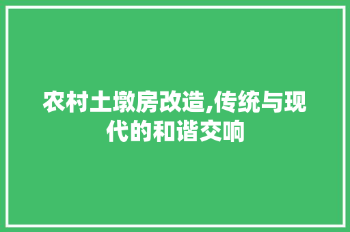 农村土墩房改造,传统与现代的和谐交响