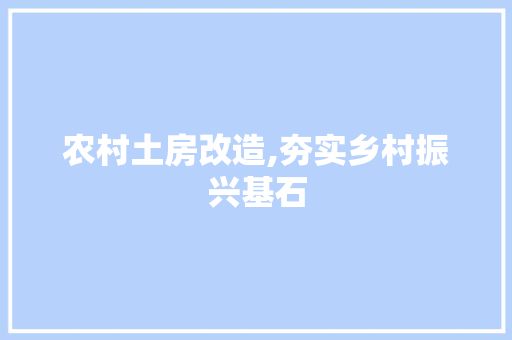 农村土房改造,夯实乡村振兴基石 门窗装修