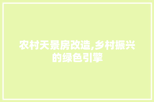 农村天景房改造,乡村振兴的绿色引擎