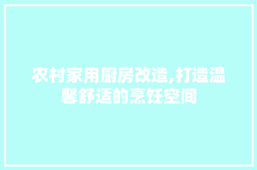 农村家用厨房改造,打造温馨舒适的烹饪空间