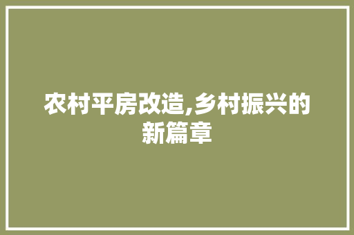 农村平房改造,乡村振兴的新篇章