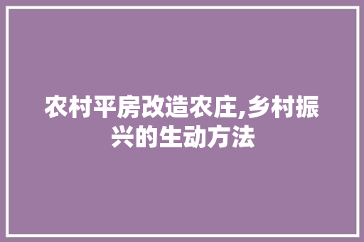 农村平房改造农庄,乡村振兴的生动方法
