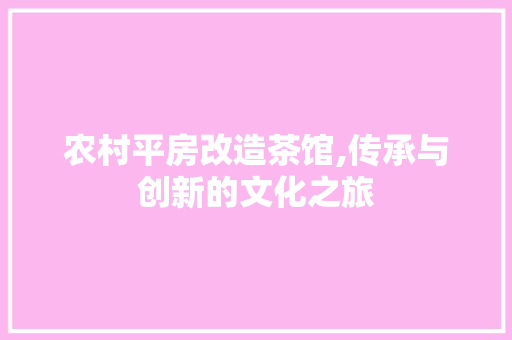 农村平房改造茶馆,传承与创新的文化之旅