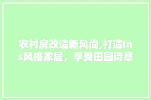 农村房改造新风尚,打造Ins风格家居，享受田园诗意生活