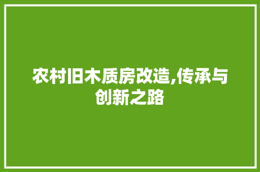 农村旧木质房改造,传承与创新之路