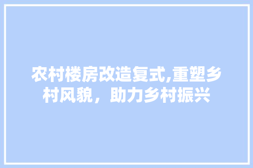 农村楼房改造复式,重塑乡村风貌，助力乡村振兴