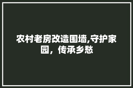 农村老房改造围墙,守护家园，传承乡愁 地面装修