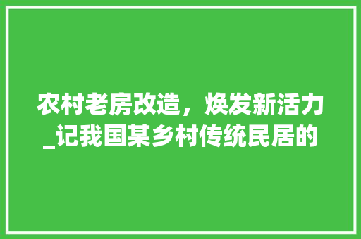 农村老房改造，焕发新活力_记我国某乡村传统民居的蜕变之旅