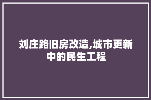刘庄路旧房改造,城市更新中的民生工程