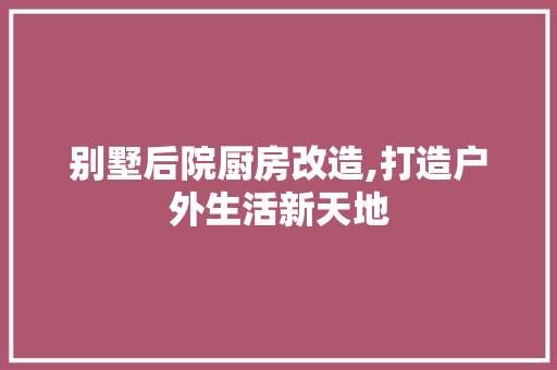 别墅后院厨房改造,打造户外生活新天地 庭院装修