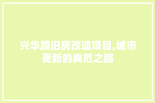 兴华路旧房改造项目,城市更新的典范之路