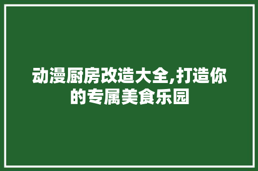 动漫厨房改造大全,打造你的专属美食乐园