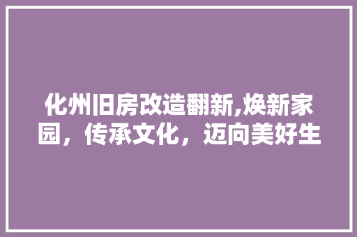 化州旧房改造翻新,焕新家园，传承文化，迈向美好生活