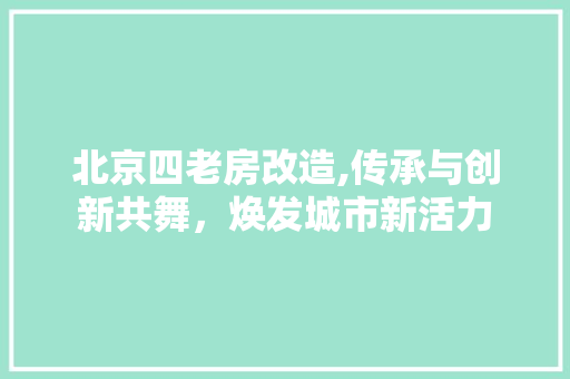 北京四老房改造,传承与创新共舞，焕发城市新活力