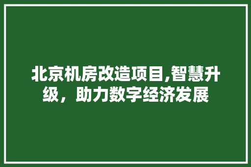 北京机房改造项目,智慧升级，助力数字经济发展