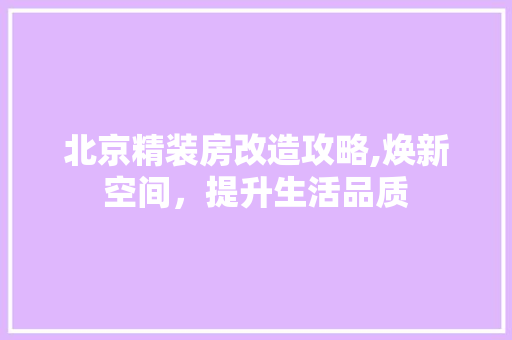 北京精装房改造攻略,焕新空间，提升生活品质