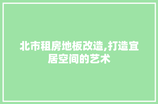 北市租房地板改造,打造宜居空间的艺术