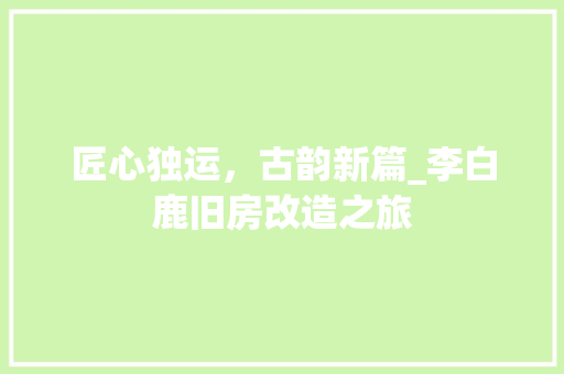 匠心独运，古韵新篇_李白鹿旧房改造之旅 墙面装饰
