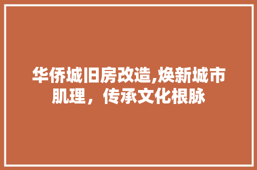 华侨城旧房改造,焕新城市肌理，传承文化根脉