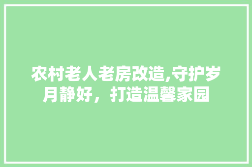农村老人老房改造,守护岁月静好,打造温馨家园 庭院装修 农村老人老房改造,守护岁月静好,打造温馨家园 庭院装修