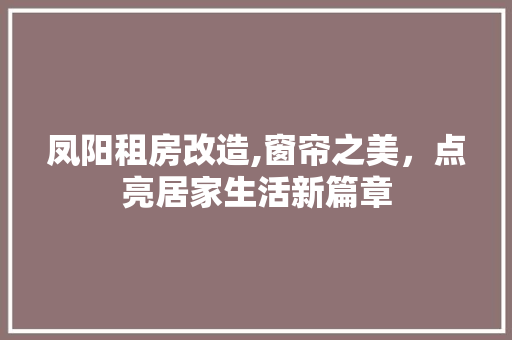 凤阳租房改造,窗帘之美，点亮居家生活新篇章