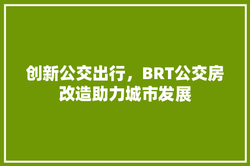 创新公交出行，BRT公交房改造助力城市发展
