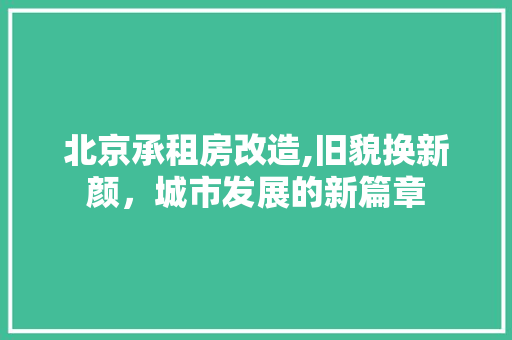 北京承租房改造,旧貌换新颜，城市发展的新篇章