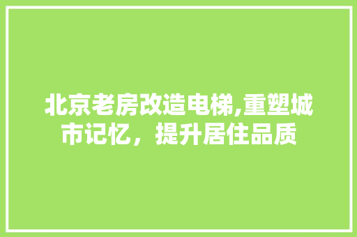 北京老房改造电梯,重塑城市记忆，提升居住品质