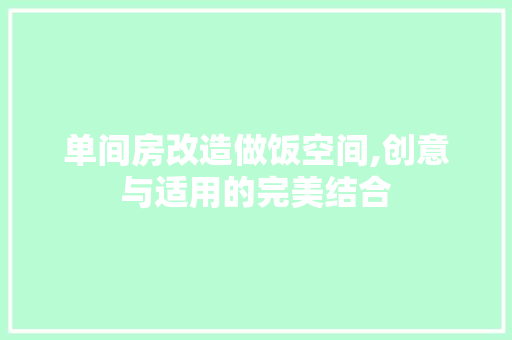 单间房改造做饭空间,创意与适用的完美结合 地面装修