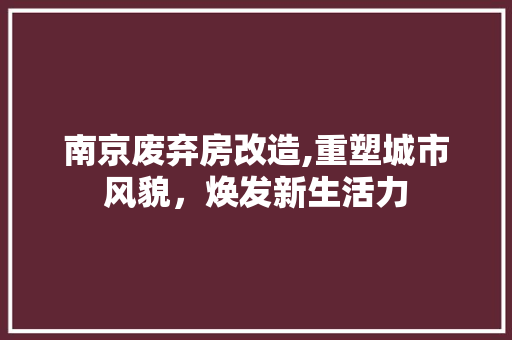 南京废弃房改造,重塑城市风貌，焕发新生活力 门窗装修