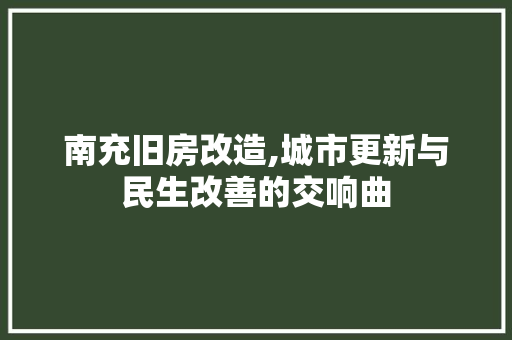 南充旧房改造,城市更新与民生改善的交响曲