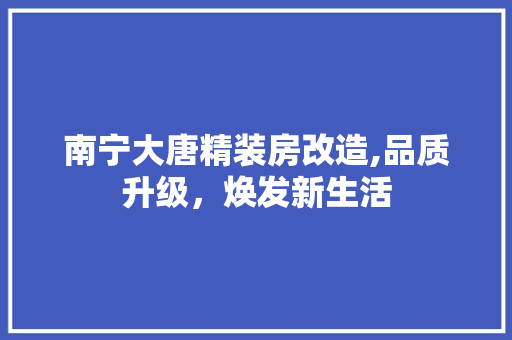 南宁大唐精装房改造,品质升级，焕发新生活